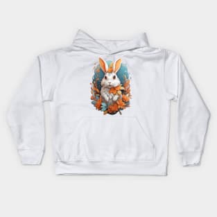 Cute Rabbit With Fantasy Flowers Splash Kids Hoodie